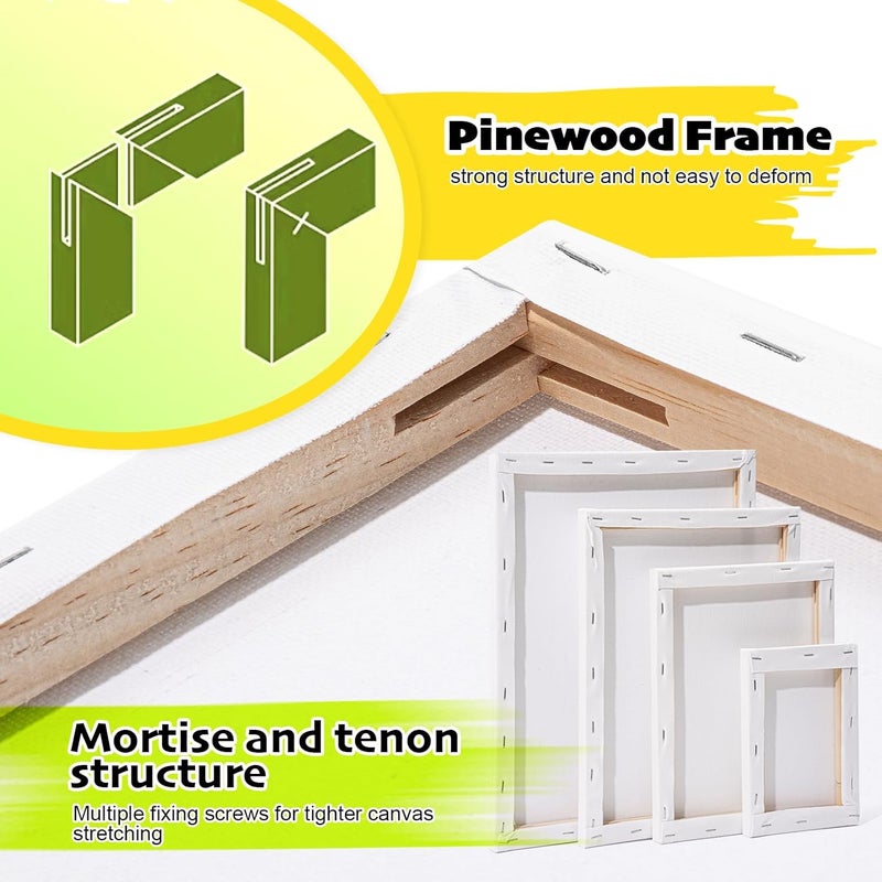 Inburit 12 Pack Canvas for Painting with 11x14, 9 x12, 8x10, 5x7 (3 of Each) Blank Primed Stretched Canvases for Oil, Acrylic & Others, Multi Size Set for Artist, Student and Beginners - Image 5